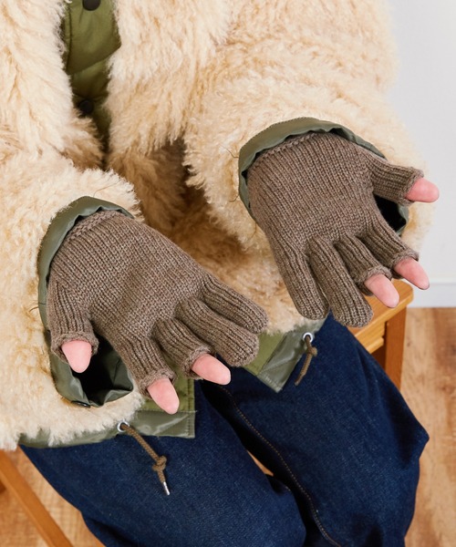 JANESMITH（ジェーンスミス）の「JANESMITH ジェーンスミス / 5G WOOL THREE FINGER LESS GROVE バージンエクストラスーパーファインウールフィンガーレスグローブ 手袋 / 23WKN-#925S（手袋・レディース・ブラック/ベージュ/ブラウン・FREE）」の21枚目の写真