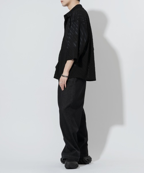 Adoon plain（アドーンプレーン）の「【Adoon plain】シアーストライプシャツ（シャツ/ブラウス・メンズ・ブルー/ブラック・MEDIUM/LARGE）」の18枚目の写真