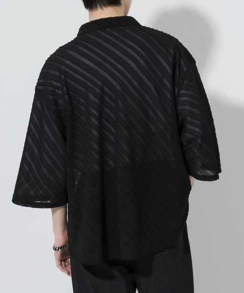 Adoon plain（アドーンプレーン）の「【Adoon plain】シアーストライプシャツ（シャツ/ブラウス・メンズ・ブルー/ブラック・MEDIUM/LARGE）」の10枚目の写真