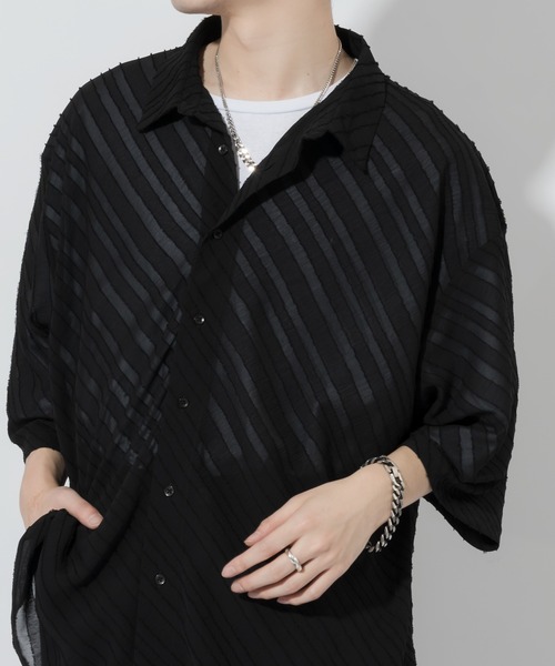 Adoon plain（アドーンプレーン）の「【Adoon plain】シアーストライプシャツ（シャツ/ブラウス・メンズ・ブルー/ブラック・MEDIUM/LARGE）」の14枚目の写真