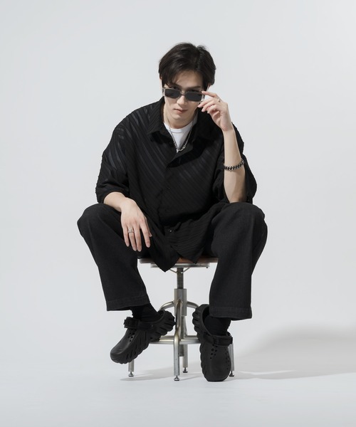 Adoon plain（アドーンプレーン）の「【Adoon plain】シアーストライプシャツ（シャツ/ブラウス・メンズ・ブルー/ブラック・MEDIUM/LARGE）」の22枚目の写真