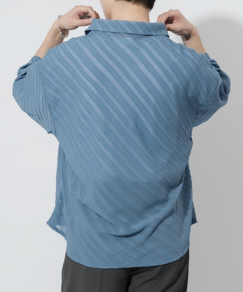 Adoon plain（アドーンプレーン）の「【Adoon plain】シアーストライプシャツ（シャツ/ブラウス・メンズ・ブルー/ブラック・MEDIUM/LARGE）」の19枚目の写真