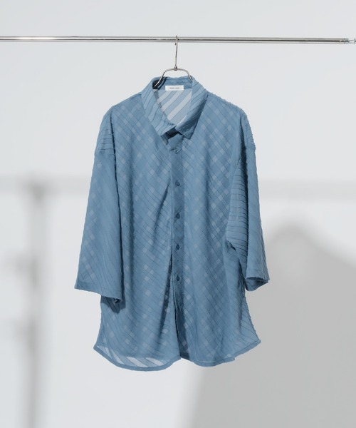 Adoon plain（アドーンプレーン）の「【Adoon plain】シアーストライプシャツ（シャツ/ブラウス・メンズ・ブルー/ブラック・MEDIUM/LARGE）」の9枚目の写真