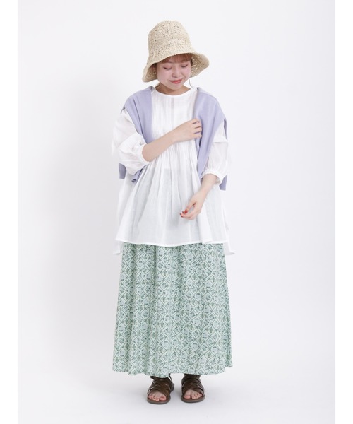 Samansa Mos2(サマンサ モスモス)の「インドボイルピンタックギャザー八分袖ブラウス(シャツ/ブラウス・レディース・ミント/モカ/レッド/オフホワイト/ブラック/パープル・F)」の16枚目の写真