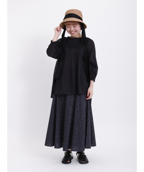 Samansa Mos2(サマンサ モスモス)の「インドボイルピンタックギャザー八分袖ブラウス(シャツ/ブラウス・レディース・ミント/モカ/レッド/オフホワイト/ブラック/パープル・F)」の22枚目の写真