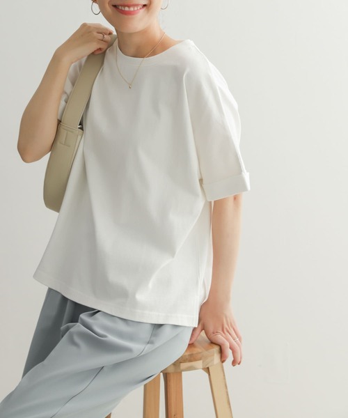 URBAN RESEARCH DOORS（アーバンリサーチドアーズ）の「USAコットンロールスリーブTシャツ（Tシャツ/カットソー・レディース・ブラック/ホワイト系その他/オフホワイト/ラベンダー・MEDIUM）」の19枚目の写真