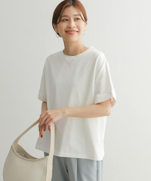 URBAN RESEARCH DOORS（アーバンリサーチドアーズ）の「USAコットンロールスリーブTシャツ（Tシャツ/カットソー・レディース・ブラック/ホワイト系その他/オフホワイト/ラベンダー・MEDIUM）」の21枚目の写真