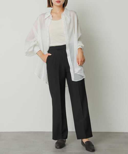 SENSE OF PLACE by URBAN RESEARCH(センスオブプレイスバイアーバンリサーチ)の「シアーストライプシャツ(シャツ/ブラウス・レディース・オレンジ/ホワイト/チャコールグレー/ブルー・ONE)」の6枚目の写真