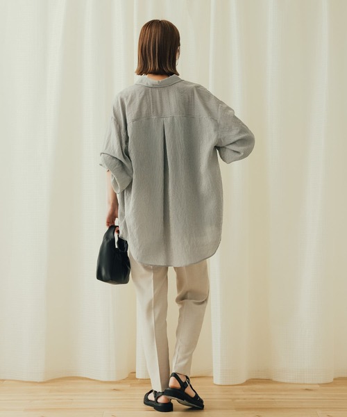 SENSE OF PLACE by URBAN RESEARCH(センスオブプレイスバイアーバンリサーチ)の「シアーストライプシャツ(シャツ/ブラウス・レディース・オレンジ/ホワイト/チャコールグレー/ブルー・ONE)」の20枚目の写真