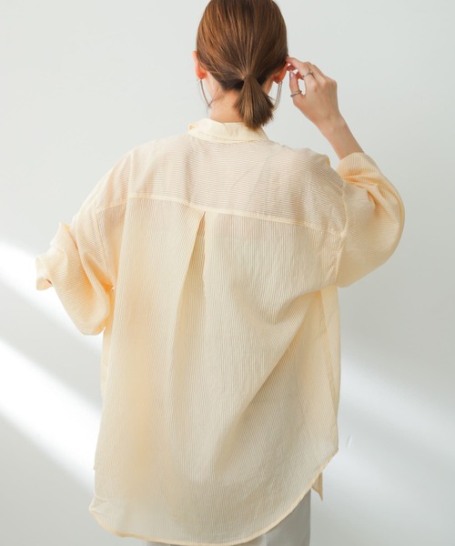 SENSE OF PLACE by URBAN RESEARCH(センスオブプレイスバイアーバンリサーチ)の「シアーストライプシャツ(シャツ/ブラウス・レディース・オレンジ/ホワイト/チャコールグレー/ブルー・ONE)」の11枚目の写真