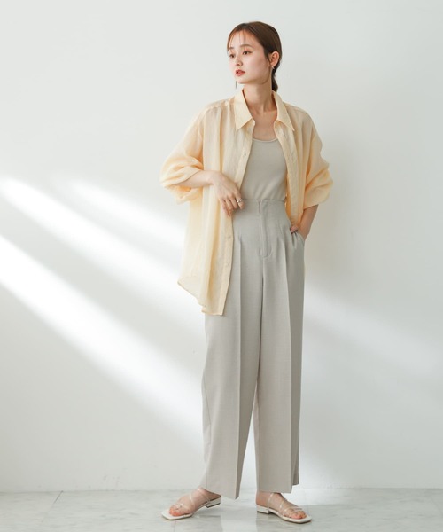 SENSE OF PLACE by URBAN RESEARCH(センスオブプレイスバイアーバンリサーチ)の「シアーストライプシャツ(シャツ/ブラウス・レディース・オレンジ/ホワイト/チャコールグレー/ブルー・ONE)」の16枚目の写真