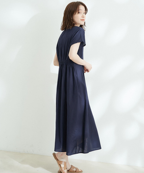 Jayro(ジャイロ)の「綿麻ウエストタック比翼ワンピース(ワンピース・レディース・ネイビー/ピンク/ブラック・M)」の20枚目の写真