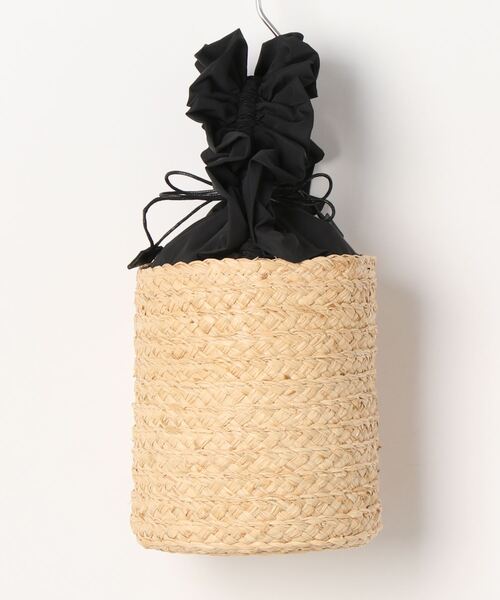 EDIT COLOGNE（エディットコロン）の「フリルハンドルラフィアバケットバッグ（ショルダーバッグ・レディース・カーキ/ブラック・ﾌﾘ-）」の2枚目の写真