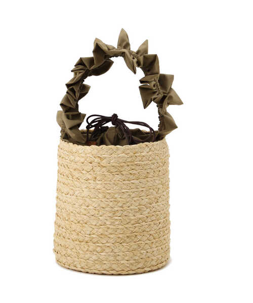 EDIT COLOGNE（エディットコロン）の「フリルハンドルラフィアバケットバッグ（ショルダーバッグ・レディース・カーキ/ブラック・ﾌﾘ-）」の7枚目の写真