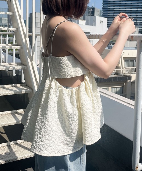 Heather（ヘザー）の「ジャガードカットアウトキャミ　962451（キャミソール・レディース・ブラック/アイボリー・FREE）」の14枚目の写真