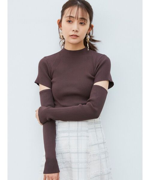 MERCURYDUO（マーキュリーデュオ）の「2WAYアームウォーマーリブニット（ニット/セーター・レディース・アイボリー/ブラック/ダークブラウン/レッド・FREE）」の7枚目の写真