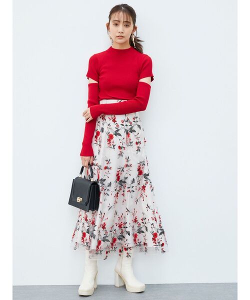 MERCURYDUO（マーキュリーデュオ）の「2WAYアームウォーマーリブニット（ニット/セーター・レディース・アイボリー/ブラック/ダークブラウン/レッド・FREE）」の22枚目の写真