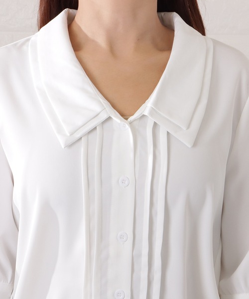 Lace Ladies(レースレディース)の「深Vネックピンタック5分袖ブラウス(シャツ/ブラウス・レディース・ホワイト・M/XL)」の10枚目の写真