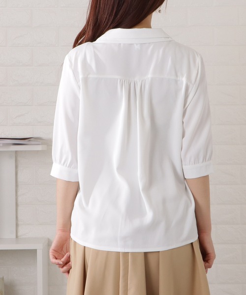 Lace Ladies(レースレディース)の「深Vネックピンタック5分袖ブラウス(シャツ/ブラウス・レディース・ホワイト・M/XL)」の9枚目の写真