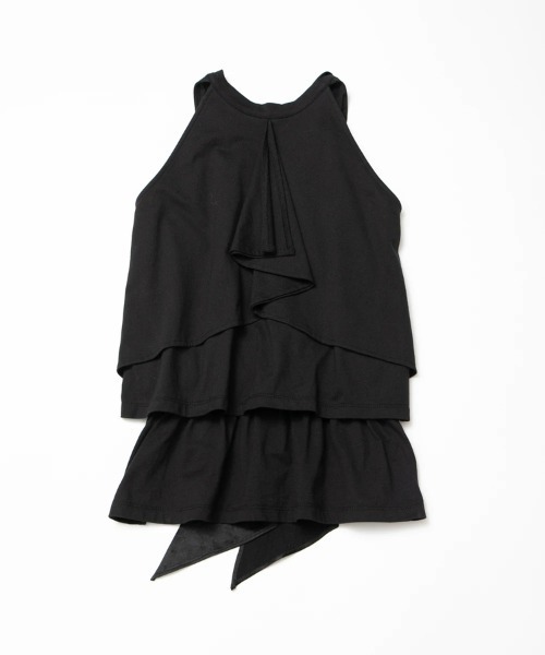 oblekt（オブレクト）の「オーガニックコットンフリルホルタートップス（Tシャツ/カットソー・レディース・ブラウン/ピンク/ブラック・FREE）」の2枚目の写真