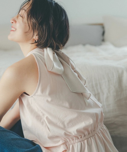 oblekt（オブレクト）の「オーガニックコットンフリルホルタートップス（Tシャツ/カットソー・レディース・ブラウン/ピンク/ブラック・FREE）」の22枚目の写真