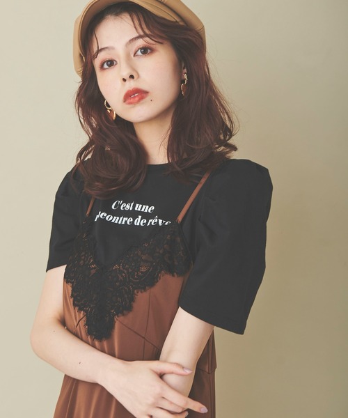 31 Sons de mode(トランテアン ソン ドゥ モード)の「タックスリーブロゴTシャツ(Tシャツ/カットソー・レディース・オフホワイト/ホワイト×ブラック/ブラック・36)」の3枚目の写真