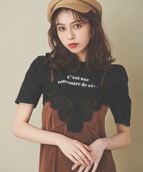 31 Sons de mode(トランテアン ソン ドゥ モード)の「タックスリーブロゴTシャツ(Tシャツ/カットソー・レディース・オフホワイト/ホワイト×ブラック/ブラック・36)」の6枚目の写真