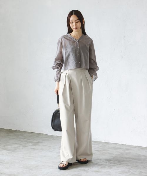 Noble(ノーブル)の「タックパンツ(スラックス・レディース・ベージュ/ブルー系その他・36/38)」の4枚目の写真
