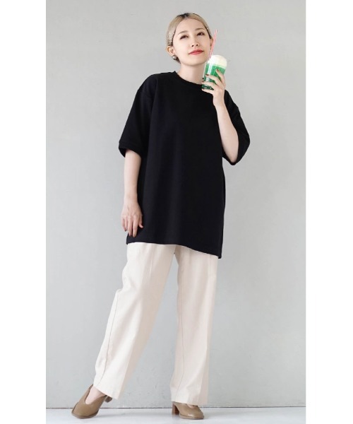 zootie（ズーティー）の「USAコットン ハーフスリーブプルオーバー（Tシャツ/カットソー・レディース・ブラック/ベージュ/ホワイト・フリー）」の7枚目の写真