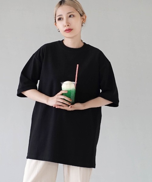 zootie（ズーティー）の「USAコットン ハーフスリーブプルオーバー（Tシャツ/カットソー・レディース・ブラック/ベージュ/ホワイト・フリー）」の13枚目の写真