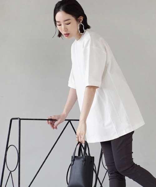 zootie（ズーティー）の「USAコットン ハーフスリーブプルオーバー（Tシャツ/カットソー・レディース・ブラック/ベージュ/ホワイト・フリー）」の10枚目の写真