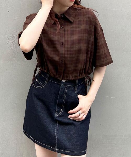 INGNI(イング)の「サイドドロストチェック柄シャツ(シャツ/ブラウス・レディース・ブラウン系その他2/ブラック系・M)」の3枚目の写真