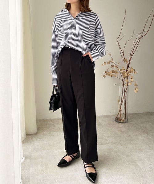 GeeRA（ジーラ）の「ウールライクピンタックストレートパンツ（その他パンツ・レディース・ブラック/グレー/ベージュ・MEDIUM/LARGE）」の4枚目の写真