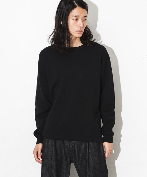 NANO universe(ナノユニバース)の「ミラノリブロングスリーブクルーネックニット(ニット/セーター・メンズ・ベージュ/ブラック/オフホワイト/カーキ・S/M/L)」の3枚目の写真