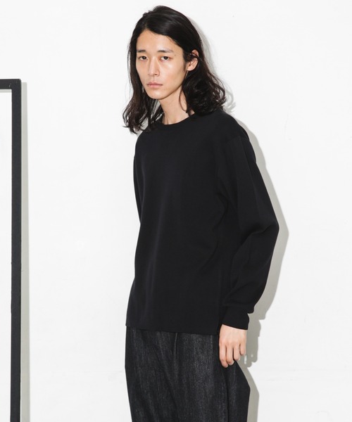 NANO universe(ナノユニバース)の「ミラノリブロングスリーブクルーネックニット(ニット/セーター・メンズ・ベージュ/ブラック/オフホワイト/カーキ・S/M/L)」の9枚目の写真