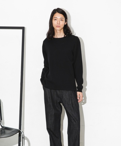 NANO universe(ナノユニバース)の「ミラノリブロングスリーブクルーネックニット(ニット/セーター・メンズ・ベージュ/ブラック/オフホワイト/カーキ・S/M/L)」の12枚目の写真