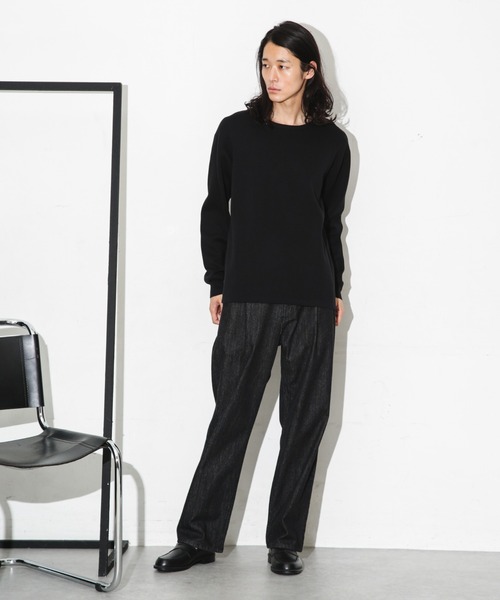 NANO universe(ナノユニバース)の「ミラノリブロングスリーブクルーネックニット(ニット/セーター・メンズ・ベージュ/ブラック/オフホワイト/カーキ・S/M/L)」の13枚目の写真