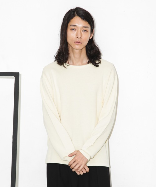 NANO universe(ナノユニバース)の「ミラノリブロングスリーブクルーネックニット(ニット/セーター・メンズ・ベージュ/ブラック/オフホワイト/カーキ・S/M/L)」の15枚目の写真