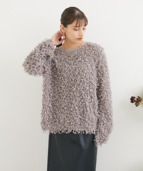 TRANOI（トラノイ）の「TRANOI ポンポンフリンジニット（ニット/セーター・レディース・グレイッシュベージュ/アイボリー/ブラック・FREE）」の20枚目の写真