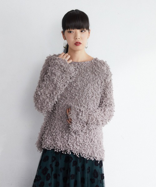 TRANOI（トラノイ）の「TRANOI ポンポンフリンジニット（ニット/セーター・レディース・グレイッシュベージュ/アイボリー/ブラック・FREE）」の11枚目の写真