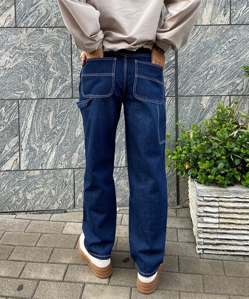 ムラサキスポーツ(ムラサキスポーツ)の「RIKKA FEMME/リッカファム ペインターパンツ ワイドデニム RF23FW21(デニムパンツ・レディース・ホワイト/ブルー/ネイビー・32inch/34inch/36inch)」の6枚目の写真