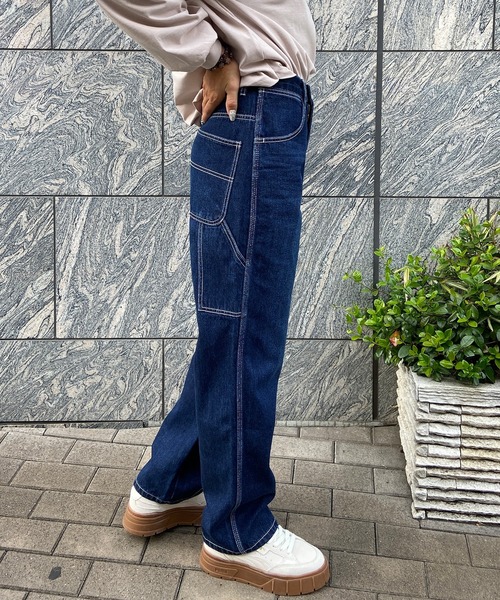 ムラサキスポーツ(ムラサキスポーツ)の「RIKKA FEMME/リッカファム ペインターパンツ ワイドデニム RF23FW21(デニムパンツ・レディース・ホワイト/ブルー/ネイビー・32inch/34inch/36inch)」の7枚目の写真