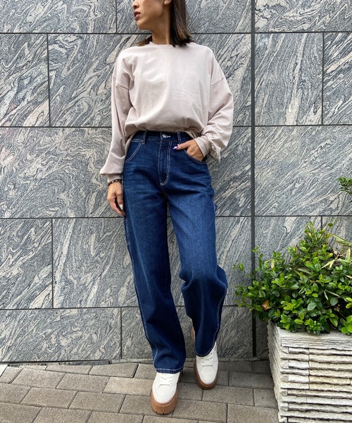 ムラサキスポーツ(ムラサキスポーツ)の「RIKKA FEMME/リッカファム ペインターパンツ ワイドデニム RF23FW21(デニムパンツ・レディース・ホワイト/ブルー/ネイビー・32inch/34inch/36inch)」の8枚目の写真