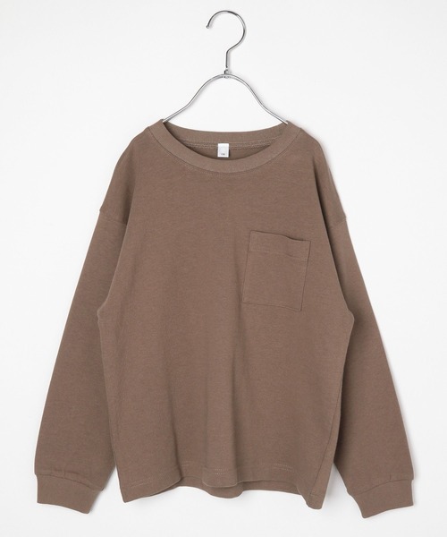 GLOBAL WORK Smile Seed Store（グローバルワーク スマイルシードストア）の「コットンＴシャツ長袖/キッズ（Tシャツ/カットソー・キッズ・モカ/ブラック/オフホワイト・120cm/130cm/140cm/110cm/100cm/150cm）」の4枚目の写真