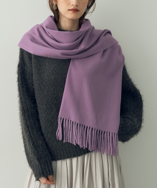 YECCA VECCA（イェッカヴェッカ）の「カシミアタッチストール（ストール/ショール・レディース・モカ/パープル/アイボリー・FREE）」の3枚目の写真