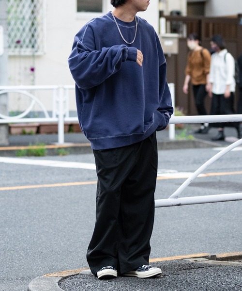 Goodwear(グッドウェア)の「【h】〔Goodwear〕ピグメント加工 ビッグシルエット クルーネックスウェット(スウェット・メンズ・ブルー/チャコールグレー/グリーン/パープル・MEDIUM/LARGE/X-LARGE)」の5枚目の写真