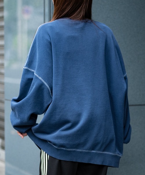 Goodwear(グッドウェア)の「【h】〔Goodwear〕ピグメント加工 ビッグシルエット クルーネックスウェット(スウェット・メンズ・ブルー/チャコールグレー/グリーン/パープル・MEDIUM/LARGE/X-LARGE)」の20枚目の写真
