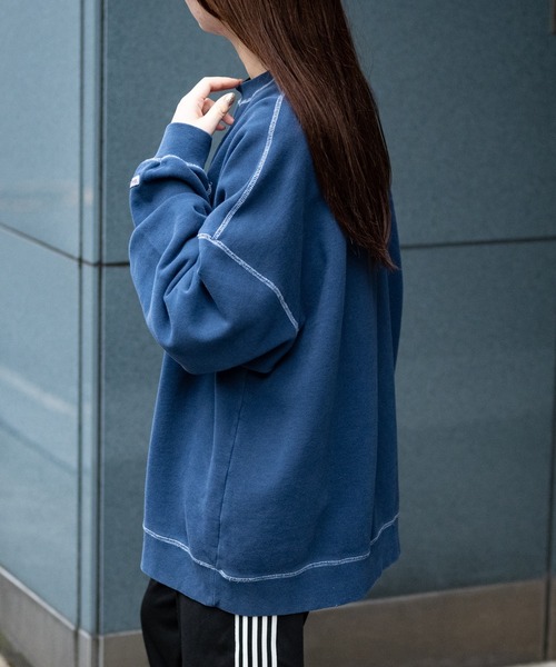 Goodwear(グッドウェア)の「【h】〔Goodwear〕ピグメント加工 ビッグシルエット クルーネックスウェット(スウェット・メンズ・ブルー/チャコールグレー/グリーン/パープル・MEDIUM/LARGE/X-LARGE)」の19枚目の写真
