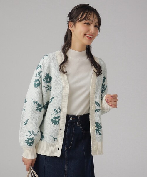 BLUGIRL花柄カーディガン新品 Cutie Blonde（キューティーブロンド）の「◇花柄ジャカードニット