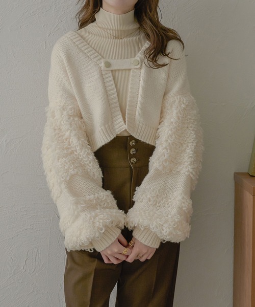 Ambre Neige（アンブルネージュ）の「belt design loop cardigan / ベルトデザインループカーディガン（カーディガン/ボレロ・レディース・アイボリー/グレー/ベビーピンク・FREE）」の4枚目の写真